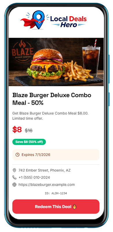 Local Deals Hero coupon preview on phone